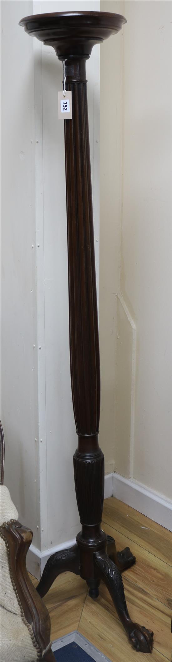 An Edwardian mahogany bedpost torchere, H.170cm